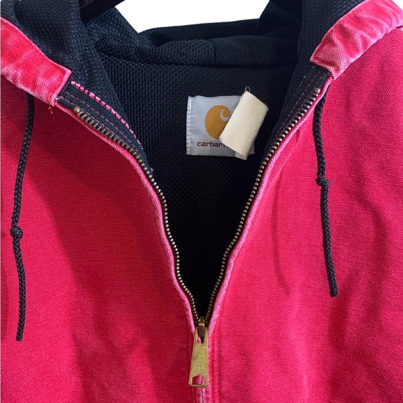 CARHARTT | Rare Vintage 90s Red Distressed Insulated Hooded Coat Jacket | Size L - Picture 5 of 16